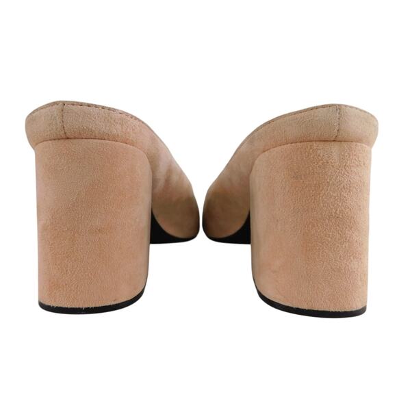 Women’s Size 8.5 Jeffrey Campbell Nude Suede Block Heel Mules 3” Slip-On - Picture 4 of 5